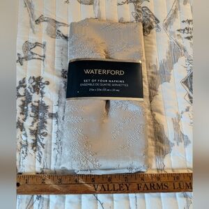 Waterford Grey Sprigs Jacquard Cloth Dinner Napkins Set Of 4